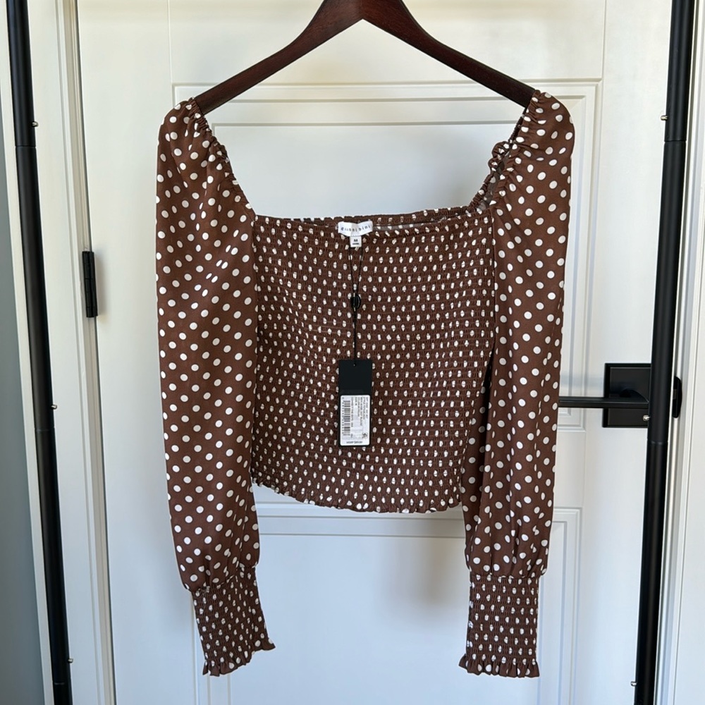 Gianni Bini • Angel Dot Blouse • Brown/White